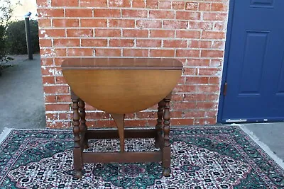 English Antique Oak Small Drop Leaf Table | Living Room Furniture • $775