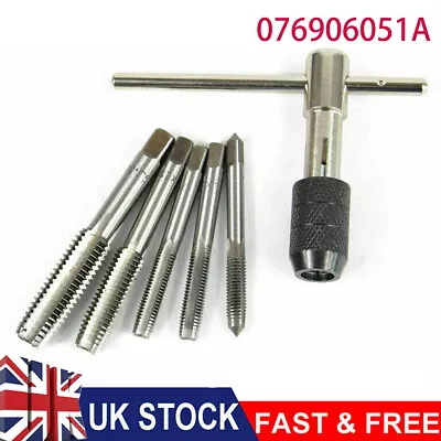 UK 6Pcs TAP WRENCH & CHUCK SET TOOLS T-HANDLE METRIC M3 M4 M5 M6 M8 AND DIE SET • £5.59