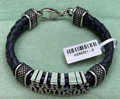 NEW GENUINE HARLEY DAVIDSON MOD HSB0221 MEN'S 8  Western Double Leather Bracelet • $149.90