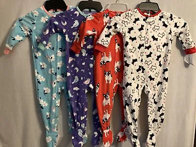 NWT Infant/Toddler Girls Carter's One-Piece Footed Fleece Pajama Assorted Prints • $13.95