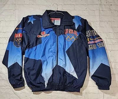 Vtg Champion Team USA All Over Print 1996 Olympics Jacket Atlanta Official Med • $39.60