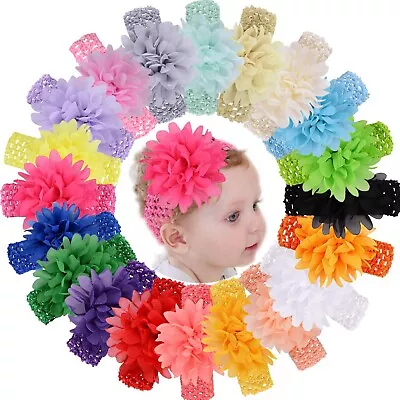 20 Pcs Newborn Baby Girl Headband Infant Toddler Flower Soft Stretchy Hair Band • $15.68