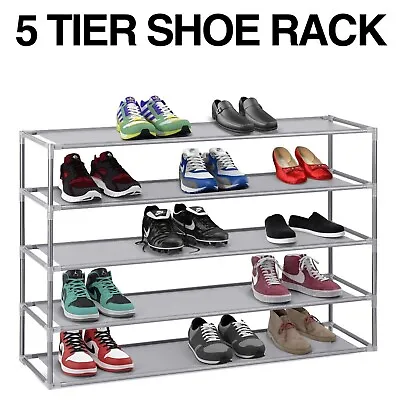 £12.29 • Buy 5 Tier Shoe Rack Extendable & Stackable Organiser For 25 Pairs Shoes Waterproof