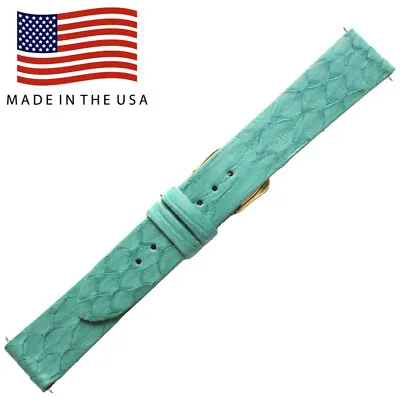 18mm Turquoise Matte Genuine Python Flat Watch Strap MADE IN THE USA 2977 • $29.95