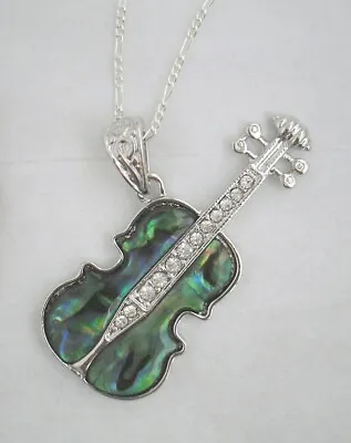 Necklace/Pendant Violin Abalone Shell New Chain & Box Viola Cello Upright Bass • $12.99