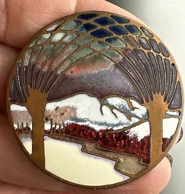 Vintage Artisan Enamel Copper Highly Detailed Brooch • $138.52