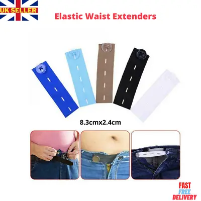 £3.99 • Buy Adjustable Elastic Waist Extenders With Button Waistband Expander Set For Jeans 