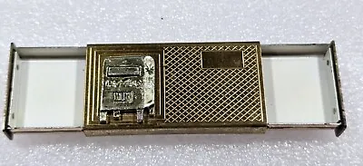 Antique Brass Bronze  Stamp Match Pull Slide Out Drawer Trinket Coin Box Case • $19.99