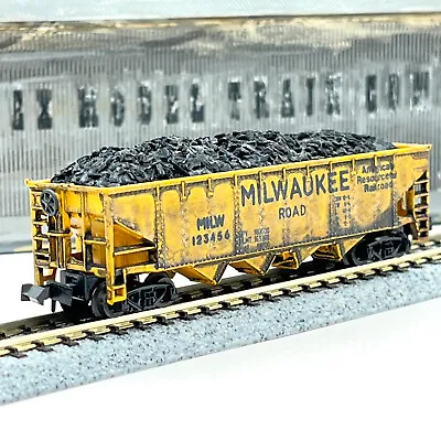 Model Power 3474 Milwaukee Road 4 Bay Open Hopper MILW 123456 Weathered N Scale • $17.99