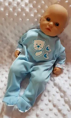 LIGHT BLUE TEDDY SLEEPSUIT For 14 Inch Doll/ First Baby Annabell/Brother  • £6.99