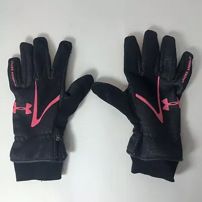 Under Armour Gloves Womens Size L Large Black Pink Style 1212733 Zip Close C3 • $11.99