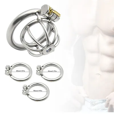 Lock Metal Stainless Steel Male Chastity Device Belt Super Small Short Cage Ring • £14.95