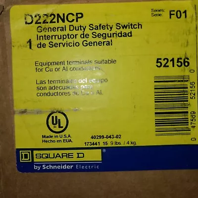Square D D222NCP 60-Amp General-Duty Safety Switch • $75