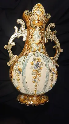 Antique Alhambrian Victorian English Majolica Decorative Vase 41cm Tall VGC • £39.99