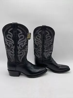 Dan Post Milwaukee Black Smooth Leather Round Toe Western Boots Black Size 8D • $54.99