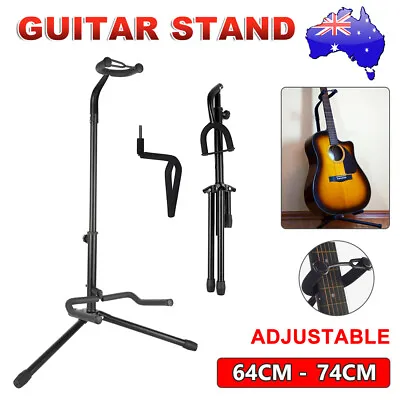 $19.95 • Buy Guitar Stand Folding Tripod Electric Acoustic Metal Holder Rack Floor Hangers