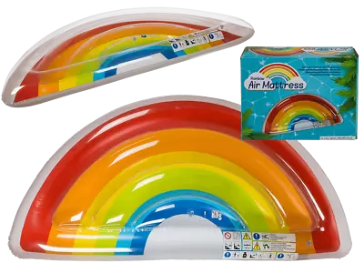 Jumbo Quality Funky Rainbow Inflatable Novelty Swim Pool Float Raft Lilo Lounger • £14.95