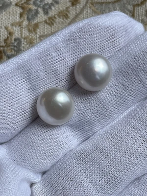 £65 • Buy Glamorous 14ct White Gold South Sea Pearl Stud Earrings No Backs