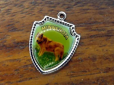 Vintage Sterling Silver MINNESOTA STATE TIMBER WOLF TRAVEL SHIELD Charm 16-11 • $16.95