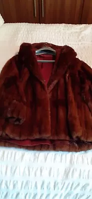  Genuine Vintage Mink Jacket Size 10/12 Rich Brown • £25