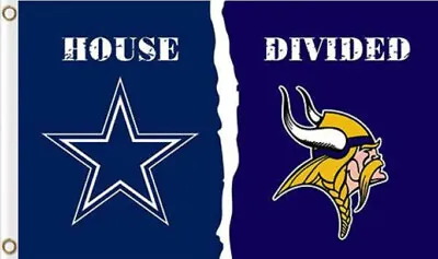 Dallas Cowboys Vs Minnesota Vikings House Divided Flag 3x5 FT Football Flag • $19.99