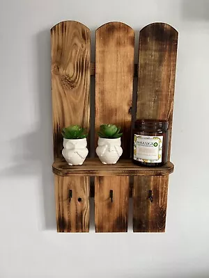 Recycled Pallet Wood Shelf Rustic Shabby Chic Burnt Effect Danish Oil • £35