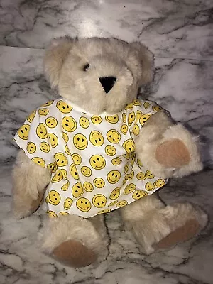 Vermont Teddy Bear 16” Jointed Legs Arms Smiley Face Hospital Gown Preowned Doll • $14