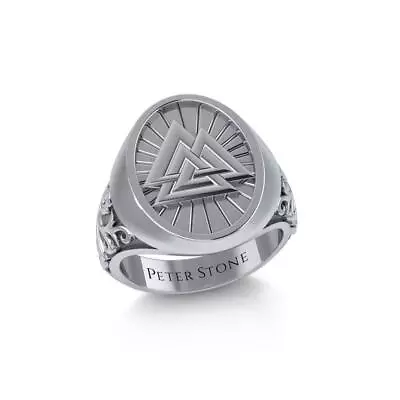 Viking Valknut Signet Ring .925 Sterling Silver By Peter Stone Fine Jewelry • $99.97