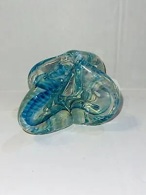 Vitrix Hot Glass Studio Free Form Blue Green Sculpture Paperweight Signed • $95