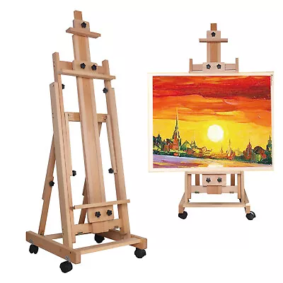 Studio Artist Easel Adjustable H-Frame Red Beech Wood Painting Art Easel Stand • $147.25