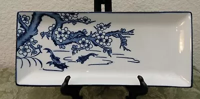 KOI FISH Ceramic Serving Platter Dish World Market 11.5  Rectangle Blue & White • $19.99