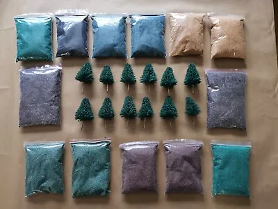 13x Bags Assorted Scatter Material & 12x Trees For Railway Modelling (Hornby) • £0.99