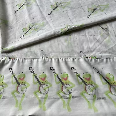 Vintage 1980 Martex Kermit The Frog Playing Banjo Muppets Queen Sheet Flat • $45