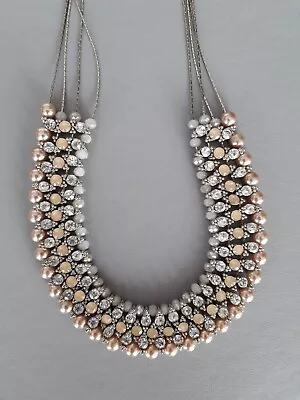 Accessorize Peach/gold Bead Statement Necklace • £5