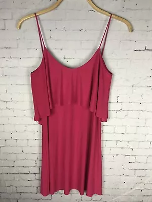 Tbags Los Angeles Dress Small Women's Pink Flowy Stretchy Ruffle Sundress (EAJ) • $10