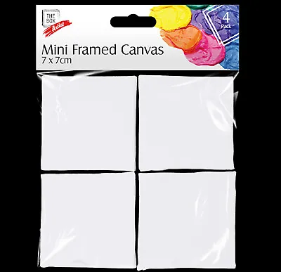 🔥4x Mini Artist Canvases 7x7 Cm Framed Art Blank Board Plain Painting Stretched • £3.25
