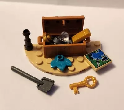 LEGO Treasure Chest With Silver Coins Jewel Gold Bar Spade Map And Key Ref B • £4.49