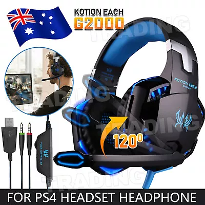 3.5mm Gaming Headset MIC LED Headphones G2000 For PC Laptop PS4 Xbox One • $26.95