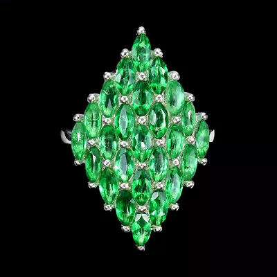 Heated Marquise Green Topaz 5x2.5mm Gemstone 925 Sterling Silver Jewelry Ring 7 • $0.99