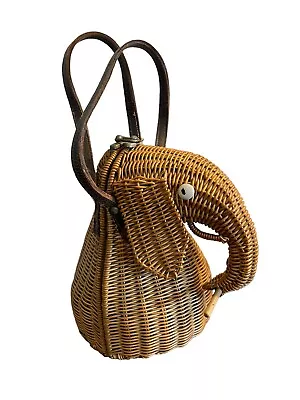 Rare Marcus Brothers Wicker Elephant Purse 1960s Figural Basket Bag • $150
