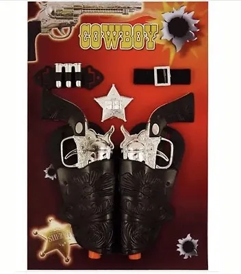 Cowboy Gun Set With Holster Badge Revolver Belt Kids Fancy Dress Costume UK SLR • £4.89