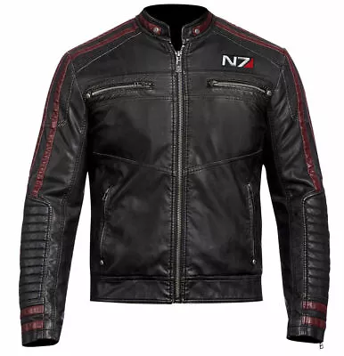 Mass Effect 3 - N7 Commander Shepard Stylish Motorcycle Leather Jacket • $41.99