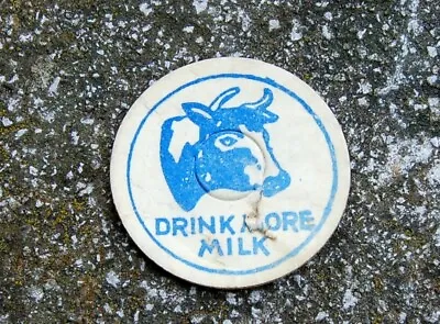 Milk Bottle : Lovely 1930's / 1940's Cardboard Cap COW Drink More Milk Dairy • £2.50