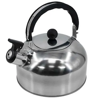 2 L Stainless Steel Whistling Camping Kettle Cordless Gas Hob Kitchen Teapot • £9.99