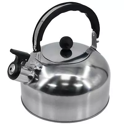 2 L Stainless Steel Whistling Camping Kettle Cordless Gas Hob Kitchen Teapot • £9.99