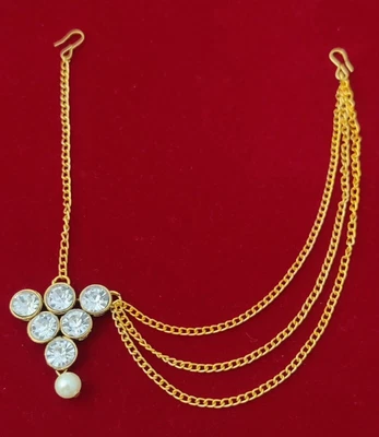 $19.80 • Buy Indian Bridal Kundan Maang Tika Punjabi Gold Head Tikka Chick Tikka Indian Looks