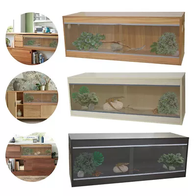 Wooden Reptiles Vivarium Feeding Container Box For Snake Lizard Reptile Housing • £65.95