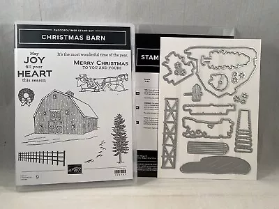 CHRISTMAS BARN Stamp Set BARN Dies Stampin Up Horse Drawn Sleigh Joy Heart H22 • $69.95