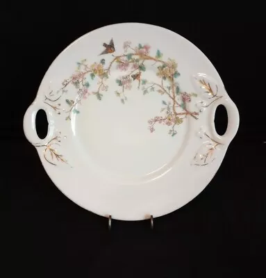 Vintage Cake Plate With Robin Birds & Thorn Branches Flowers Gold Trim • $20