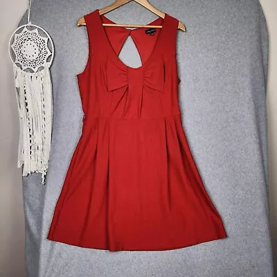 City Chic Mini Dress Plus Size XS 14 Red Cut Out Bow Christmas Skater  • $29.95